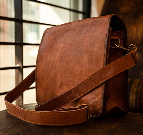 Leather bag vintage laptop - bag,