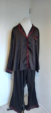 Black satin with red piping