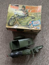Vintage Palitoy Action Man Motorcycle and Sidecar 1970s Boxed Green Retro Toy
