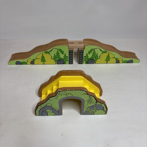 Wooden train track bridges fit - train,