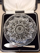 1961 - Vintage - Cased - Solid Silver - Butter Knife with Cut Glass Butter Dish