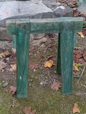 Antique Vintage Small Wooden Saw Horse Old Green Paint Tools Primitive 