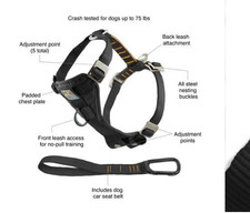 Kurgo Tru-Fit Enhanced Strength Dog Car Harness size M, black w/orange trim