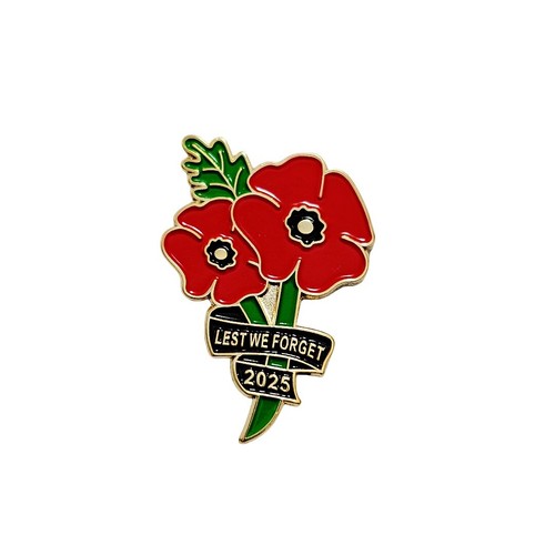 Purple poppy pin badge brooch - purple,