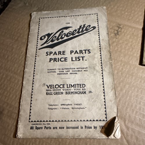 Velocette 1938 spare parts - 1938,