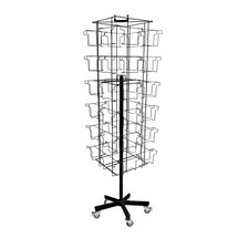 Card Stand - 7 x 7 Portrait Rotating 48 Pocket Stand Shop Display BLACK (K58/B)