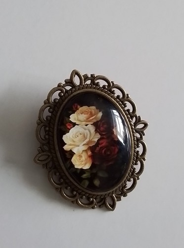 Retro victorian style red rose - victorian,