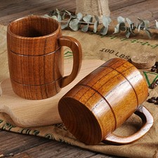 320ml Large Wooden Beer Mug Wooden Tankard Beer For Men Women Coffee Mug Gift