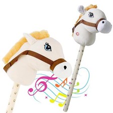 Kids Hobby Horse Toy with Galloping Sounds & Handles Soft Children's Toy Cream