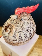 Vintage Wicker Rooster /Chicken Small Basket Egg Container FREE Delivery B4 Xmas