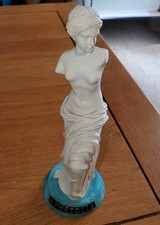 Vintage Alabaster Aphrodite Venus de Milo Statue Blue Base 6"