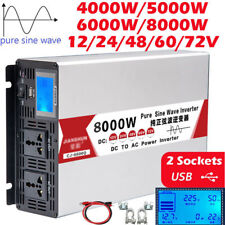 5000W 8000W Max 12V 24V 48V to 220V Pure Sine Wave Power Inverter LCD USB Port