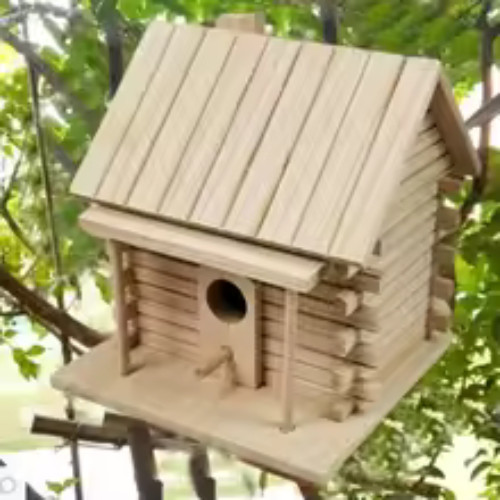 Wooden bird house hanging - wooden,