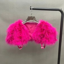 Women Ostrich Fur Wedding Bridal Boleros Show Feather Shawl Shrugs  Capes M7