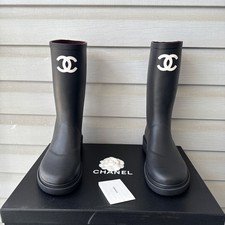 Chanel rubber rain boots