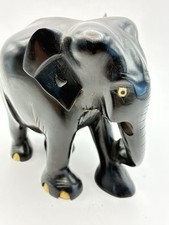 Hand Carved Ebony Asian Elephant Figurine ?probably From Sri Lanka 10cm 
