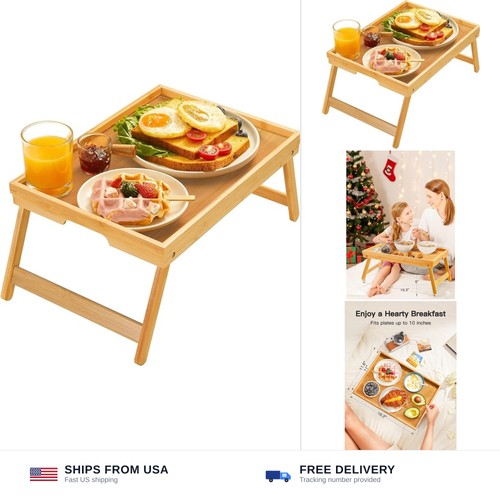 Bamboo bed tray table - bamboo, foldable