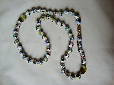 VINTAGE HANDMADE CHINESE EXPORT CLOISONNE MULTICOLOR FLORAL BEAD CLASP NECKLACE
