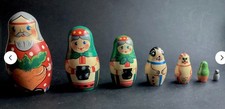 Russian Nesting Dolls Family With Pets Set Of 7 Wooden Handpainted