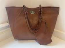 Mulberry oak brown nappa leather Dorset tote shoulder shop bag + pouch