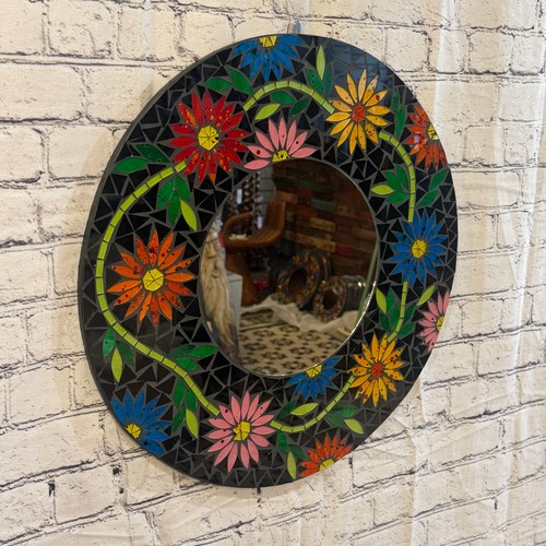 Rainbow flower black mosaic - rainbow,