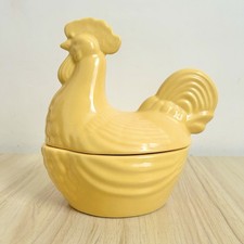 BIA Yellow Egg Basket Ceramic Farmhouse Chicken Hen Holder Small Countrychic