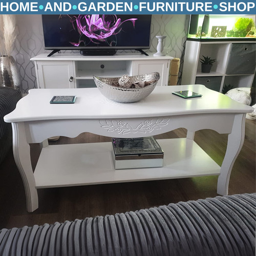 White wooden coffee table - wooden,
