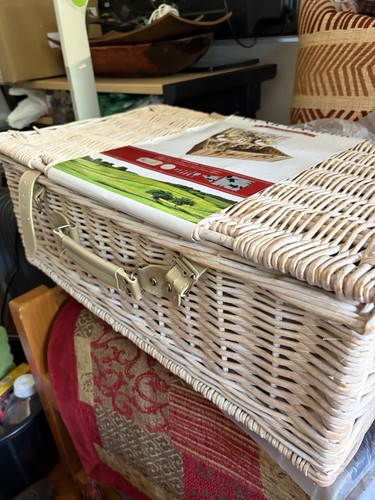 Wicker picnic basket - basket, four