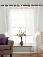 Sheer Voile Tissue Curtains Panels Drapes 2 Panels , 2 Tiebacks