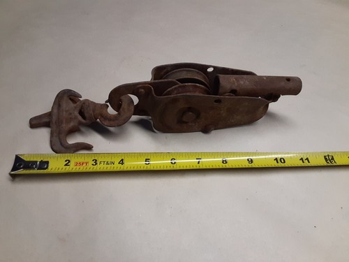 Vintage steel double pulley