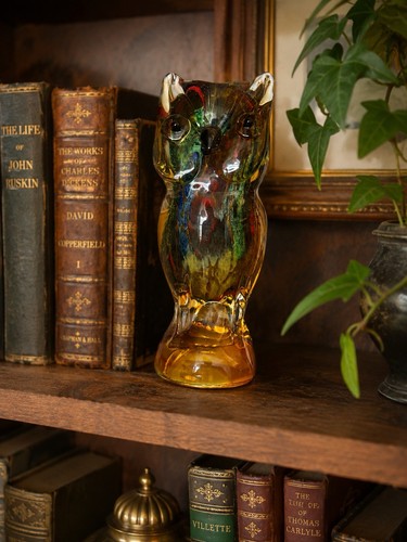 Vintage art glass owl figure - owl,