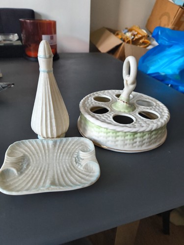 Rare belleek blue trim - 3x,