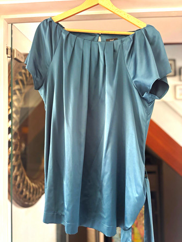 Blue solid pleated satin - f&f,