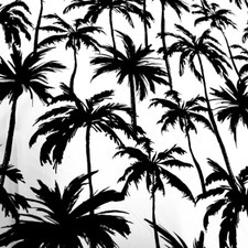 Spandex Fabric Black & White Palms Print 4-way Stretch by the Yard for Swimwear