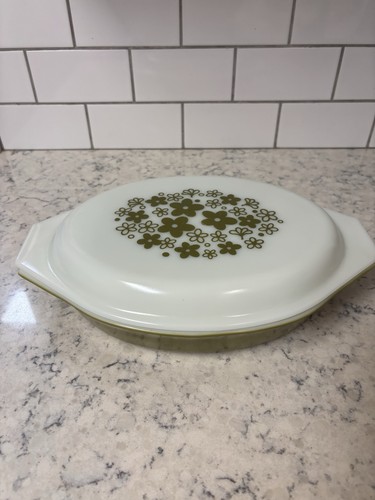Vtg pyrex spring blossom green - pyrex,
