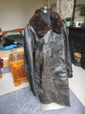 Swedish Army Black Leather Officer's Trench Coat 