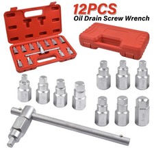 12pcs 3/8" Drain Oil Plug Removal Hex Square Socket Set Sump Gearbox Axle Key