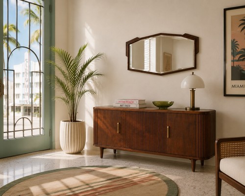 Vintage art deco wood framed - art,