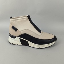 Rieker Boots Womens 7.5 Beige Black Ankle Zip Pull On Platform Casual Comfort