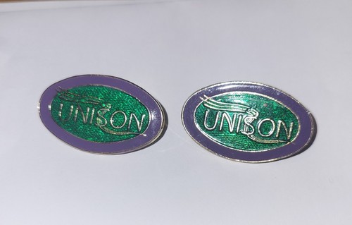 Vintage unison enamel badges - unison,