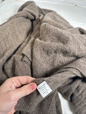 100% CASHMERE Cable Sweater Knit Throw Blanket B. Chyll heathered Brown 54”x62”