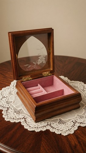 Wooden jewelry box with - jewelry, heart