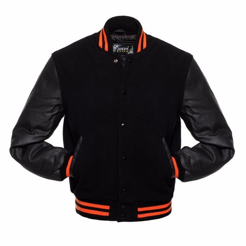 Black wool - real, leather