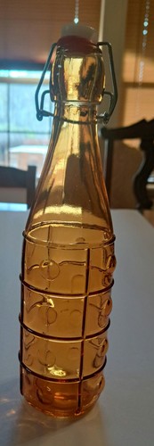 Orange glass bottle - bottle, dotted
