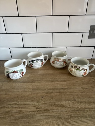 Vintage recipe soup bowls - recipe,
