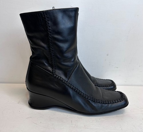 Next black leather ankle boots - black,