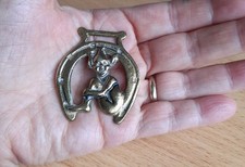 Vintage Brass Cornish Pixie Horse Shoe Lucky Charm Mini Horse Brass
