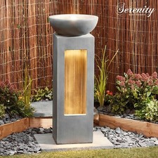 Serenity Cascade Garden Water Feature Outdoor Fountain LED Light Patio Decor NEW
