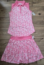 Grand Slam Golf Set Sleeveless Top & Skort XS Pink Pockets Women Vacation NWT