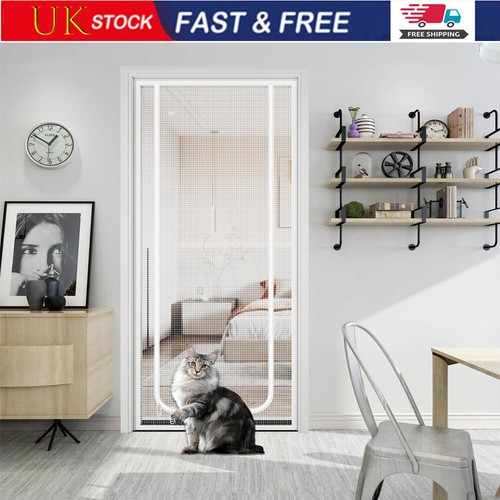 Black white cat screen door - black/white,